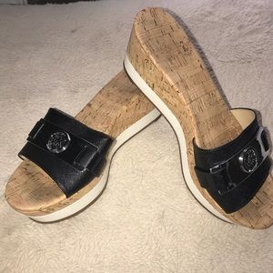 Michael Kors Black Leather Platform Sandals
